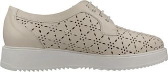 Pitillos Stijlvolle Blauwe Leren Veterschoenen - Dames - Veterschoenen - Beige - 40 EU - Schoenen