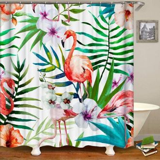 OEM Cortina De Ducha Con Estampado De Flamencos, 180 X 200 Cm, Cortina De Ba&ntilde;o, Tejido De Poli&eacute;ster Impermeable Y Lavable, Estampado Digital 3d Con Motivo