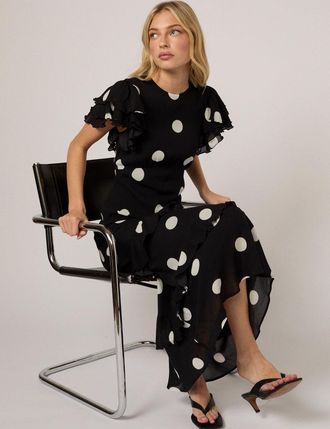 Nobody's Child Black Polka Dot Marley Midi Dress