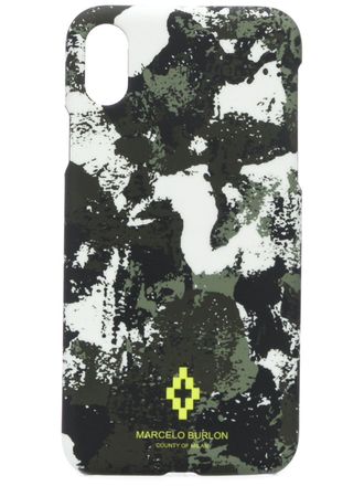 Marcelo Burlon Cross Camo iPhone XS case - men - Polyurethane - One Size - Green