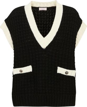 Liu Jo Gilet in maglia - Dames - V-hals truien - Zwart - L - Truien & Vesten
