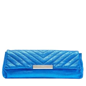 Alexander McQueen Pre-owned Leren Clutch - Dames - Pre-owned - Blauw - Maat: ONE Size Leer
