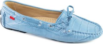 Marc Joseph New York Cypress Hill Croco Tiebow Driver Loafer in Ocean Breeze Croco at Nordstrom, Size 6.5