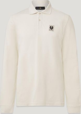Belstaff Long Sleeved Polo Mens Cotton Pique Silver Birch Size 2XL
