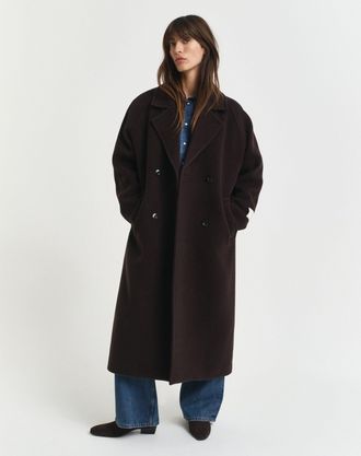 GANT Women Wool Blend Overcoat (XXL) DEEP BROWN