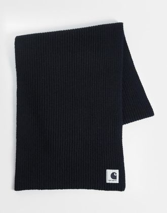 Carhartt Work in Progress sciarpa in maglia con logo patch nera-Nero