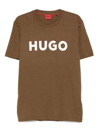 HUGO BOSS logo-print T-shirt - men - Cotton - S - Brown