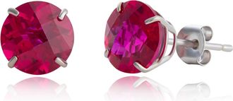 MAX + STONE 10k Yellow or White Gold 8mm Round Cut Gemstone Birthstone Stud Earrings