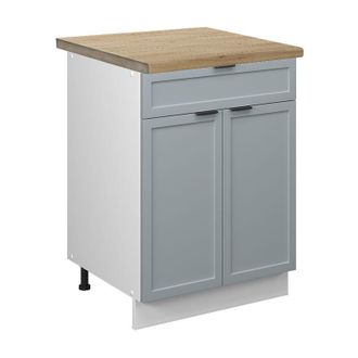 Vicco Mueble Bajo De Cocina Fame-line, Azul Claro-gris, 60 Cm Con Caj&oacute;n, Et Roble Vicco