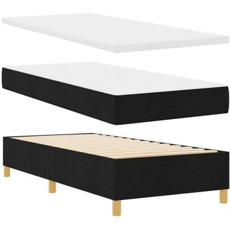 vidaXL Box Spring Bed with Mattress Black 90 x 200 cm Fabric vidaXL