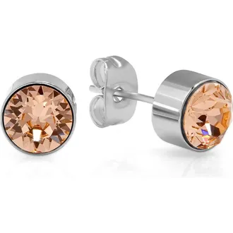 Steeltime 18K Gold Plated April Simulated Birthstone Stud Earrings in Orange at Nordstrom Rack