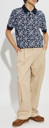 Casablanca Polo With Monogram, Mens, Navy Blue