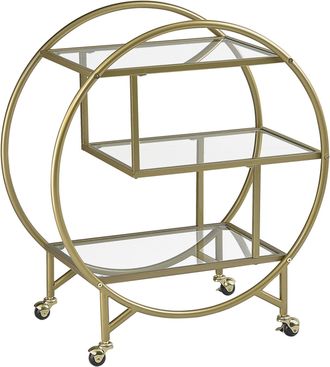 Beliani Beliani - Carrito De Cocina De Metal Dorado Vidrio 50 X 34 Cm Ruedas 3 Estantes Glamour Sala De Estar Colton