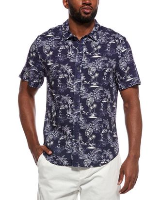 Onia Linen-Blend Printed Shirt