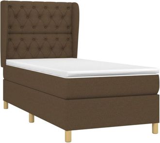 vidaXL Vidaxl - Cama Box Spring Con Colch&oacute;n Tela Marr&oacute;n Oscuro 80x200 Cm