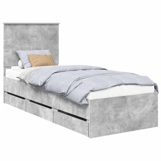 vidaXL Estructura De Cama Gris Concreto 75 X 190 Cm Madera Ingenieril Vidaxl