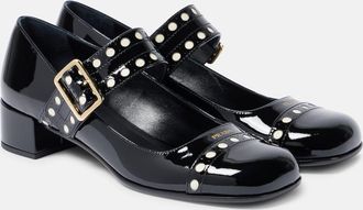 Prada 35 patent leather Mary Jane pumps