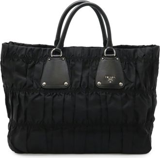Prada Black Nero Nylon Handbag Tote Bag (Pre-Owned)