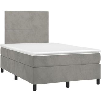 vidaXL Cama Box Spring Colch&oacute;n Y Led Terciopelo Gris Claro 120x190 Cm Vidaxl