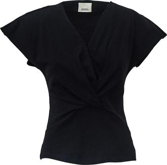 Isabel Marant Top met korte mouwen en V-hals - Dames - Blouses - Zwart - S - Overhemden