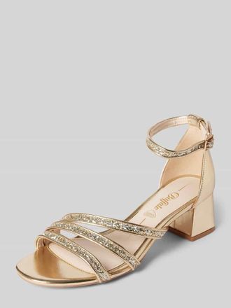 Buffalo Sandaletten mit Ziersteinbesatz in Gold, Gr&ouml;&szlig;e 39