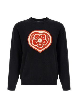 Kenzo Crewneck Sweater With Heart Embroidery