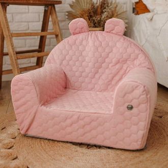 OEM Asiento De Beb&eacute; Acolchado De Terciopelo Rosa Empolvado Con Dise&ntilde;o De Panal