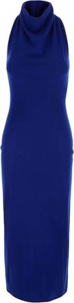 Givenchy Kleedjes, Dames, Blauw, S, Wol, Lange jurk met draperie in wol