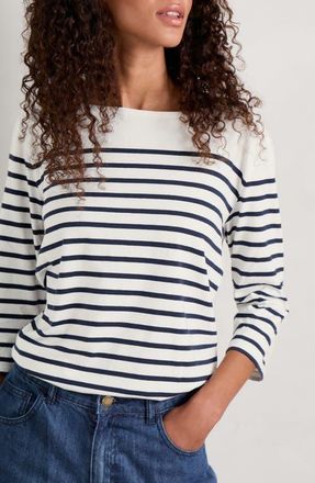 Seasalt Cornwall Sailor Stripe Organic Cotton Top in Falmouth Breton Chalk Maritime at Nordstrom, Size 12 Us