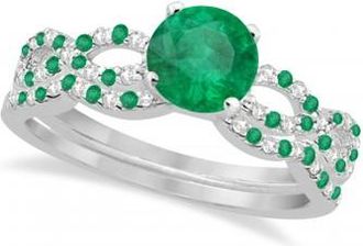 Allurez Diamond & Emerald Infinity Style Bridal Set Platinum 2.34ct