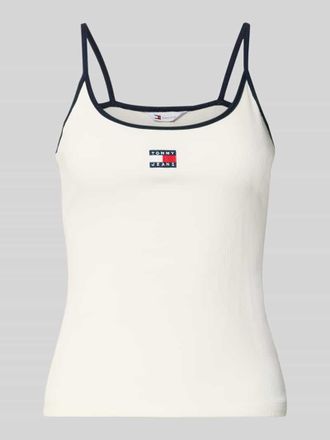 Tommy Jeans Slim Fit Tr&auml;gertop aus Baumwoll-Mix in Weiss, Gr&ouml;&szlig;e XL