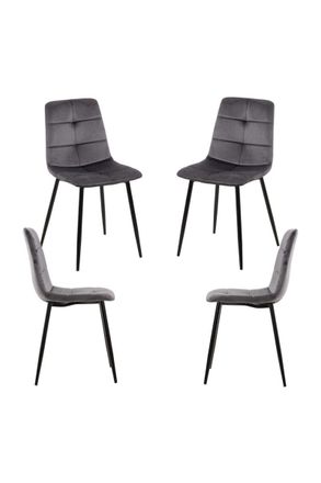 Regalos Miguel Packs Sillas Comedor - Pack 4 Sillas Daris Terciopelo - Gris Oscuro