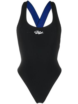 Off-white logo-strap swimsuit - Black