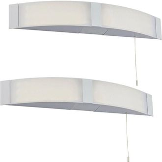 Loops 2 PACK LED Bathroom Wall Light 2x 6W Cool White IP44 Modern Over Mirror Lamp