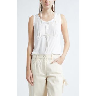 Simone Rocha Gathered Bust Bow Tank in Ivory/Ivory at Nordstrom, Size X-Small