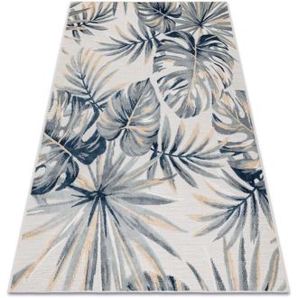 RugsX Rugsx - Alfombra Estructural Botanic 65265 Hojas De Monstera Tejido Plano En El Balc&oacute;n, Terraza - Crudo Multicolour 117x170 Cm