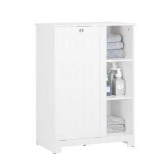 SoBuy Armario De Ba&ntilde;o Mueble De Almacenaje Con 1 Cesto Para Colada Y 3 Estantes Blanco 60 X 37 X 86 Cm Bzr105-w Sobuy Es