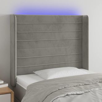 vidaXL Cabecero Con Led De Terciopelo Gris Claro 83x16x118/128 Cm Vidaxl