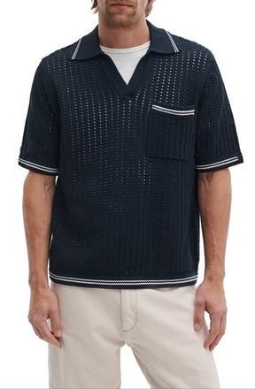 Rag & Bone Open Stitch Johnny Collar Polo in Sal at Nordstrom, Size Xx-Large