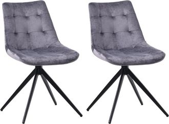 Clp Clp - Lote De 2 Sillas De Comedor Merna Gris Oscuro Terciopelo