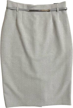 Amanda + Chelsea Womens Belted Signature Pencil Skirt In Gray