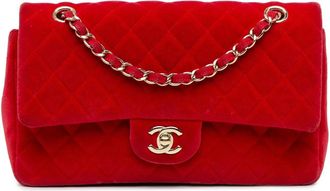 Chanel Hobo Bags - 2016-2017 Medium Classic Velvet Double Flap - Gr. unisize - in Rot - für Damen