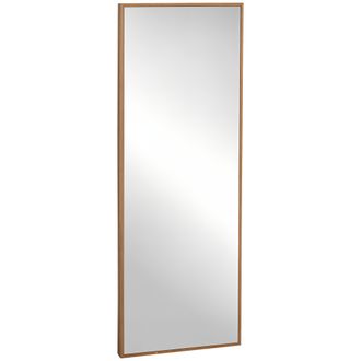 HOMCOM Espejo De Pared De Cuerpo Entero De 45 X 125 Cm, Espejo Rectangular Grande De Madera, Estilo Moderno Para Sal&oacute;n Y Dormitorio, Natural