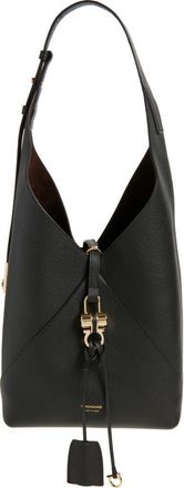 Ferragamo Medium Origami Leather Hobo Bag in Nero/Testa Di Moro at Nordstrom