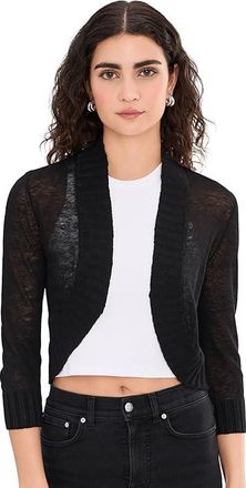 Nic+Zoe Bolero Cardigan Womens Sweater Black Onyx : LG (US 12-14), Linen/Viscose