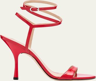Stuart Weitzman Nudist Patent Ankle-Strap Sandals