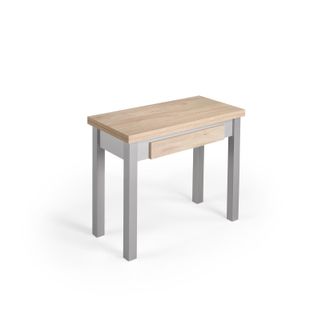 HERDASA Herdasa, Mesa De Cocina Extensible, Modelo Liv, En Melamina Y Metal, 77x80x40cm, Roble-gris