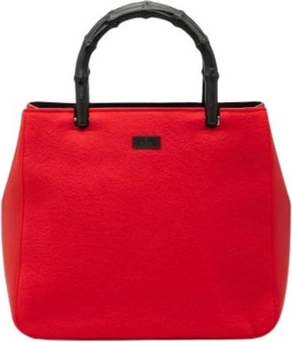 Gucci Pre-owned Bamboo Top Handle Tote - Dames - Vintage Shopper - Rood - ONE Size - Wol - Vintage