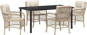 vidaXL Garden Dining Set with Cushion 5 pcs Beige Poly rattan Vidaxl