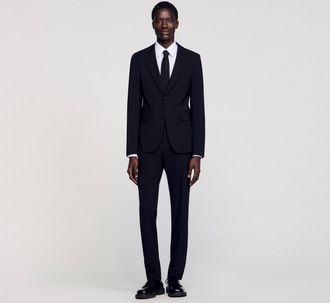 Sandro Chaqueta de traje de lana virgen